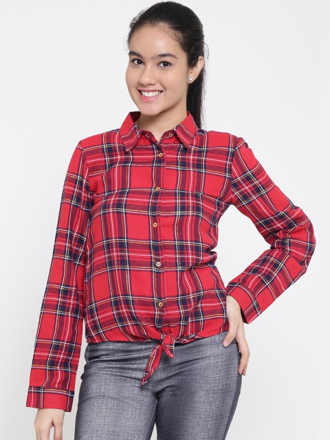 

Natilene Girls Red & Blue Regular Fit Checked Casual Shirt