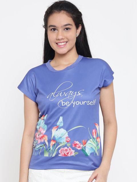 

Natilene Girls Blue Printed Pure Cotton Top