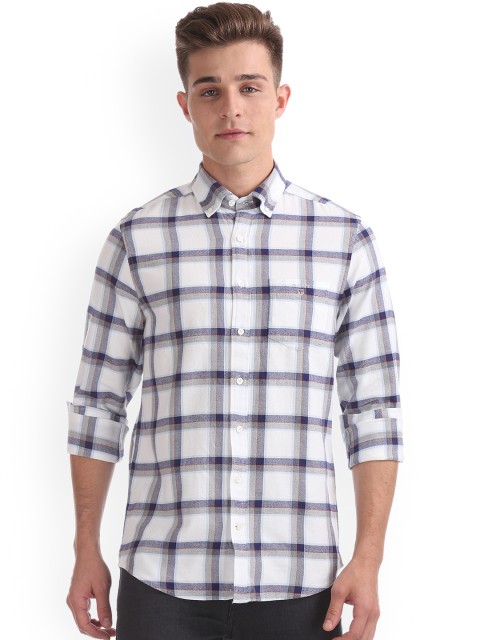 

GANT Men White & Grey Regular Fit Checked Casual Shirt