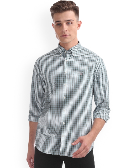 

GANT Men Green & Blue Regular Fit Checked Casual Shirt