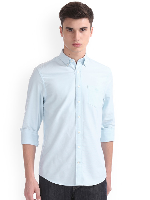 

GANT Men Blue & Blue Regular Fit Solid Casual Shirt
