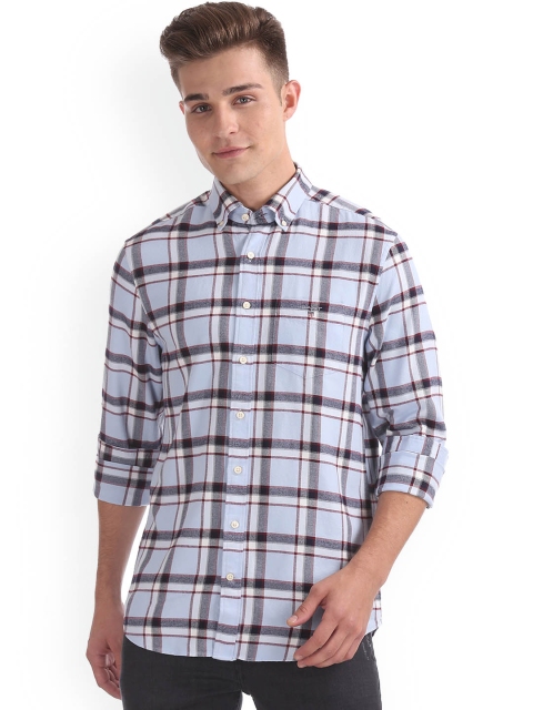 

GANT Men Blue & White Regular Fit Checked Casual Shirt