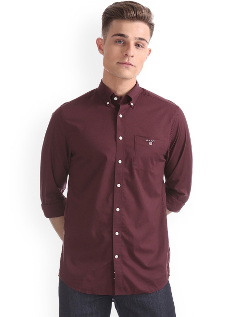 

GANT Men Burgundy Regular Fit Solid Casual Shirt