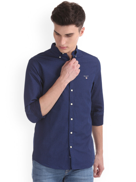 

GANT Men Blue & Blue Regular Fit Printed Casual Shirt