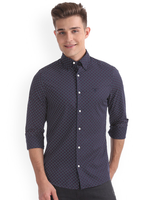 

GANT Men Blue & Blue Slim Fit Printed Casual Shirt