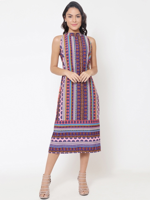 

Martini Women Multicoloured Printed Fit and Flare Dress, Multi