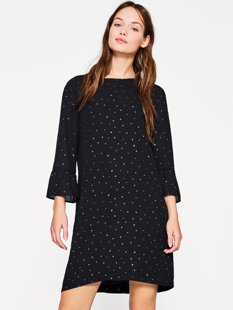 

ESPRIT Women Black Printed Shift Dress