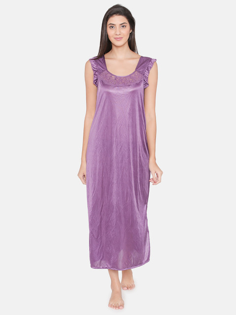 

Clovia Purple Solid Nightdress NSM282M12O