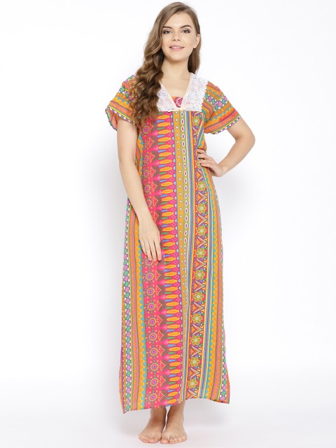 

Clovia Multicoloured Printed Nightdress NS1099P19O, Multi