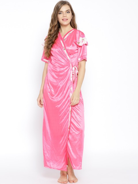 

Clovia Pink Maxi-Length Satin Robe NSM293B22O