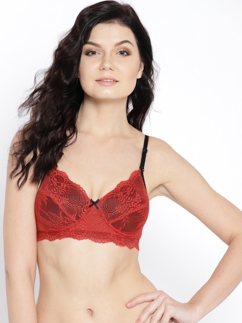

Clovia Lace Padded Non-Wired Multiway Bra, Red