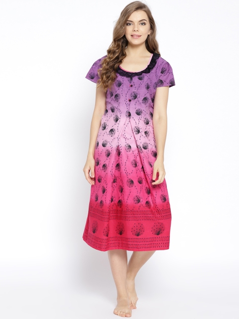

Clovia Purple Printed Nightdress NS0853Z12XXL