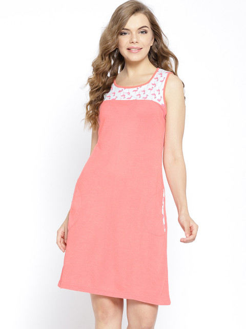

Clovia Pink Solid Nightdress NS1090P22