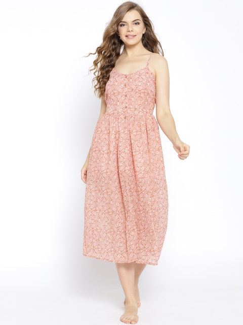 

Clovia Peach-Coloured Printed Nightdress RW0007Z22XL