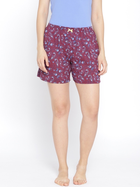 

Clovia Women Burgundy Printed Lounge Shorts