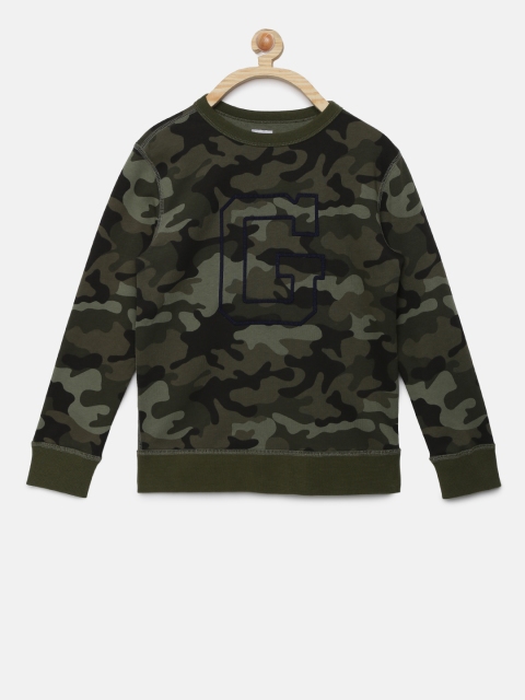 

GAP Boys' Green Logo Camouflage Pullover Sweater, Olive