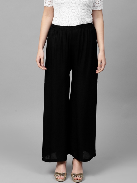 

PINKSKY Women Black Straight Solid Palazzos