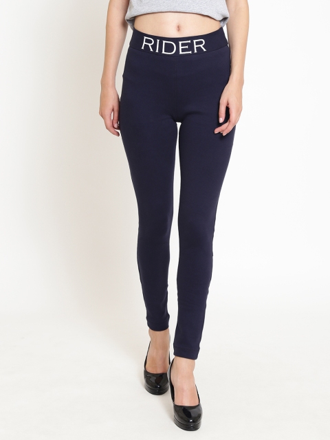 

Rider Republic Women Navy Blue Solid Treggings