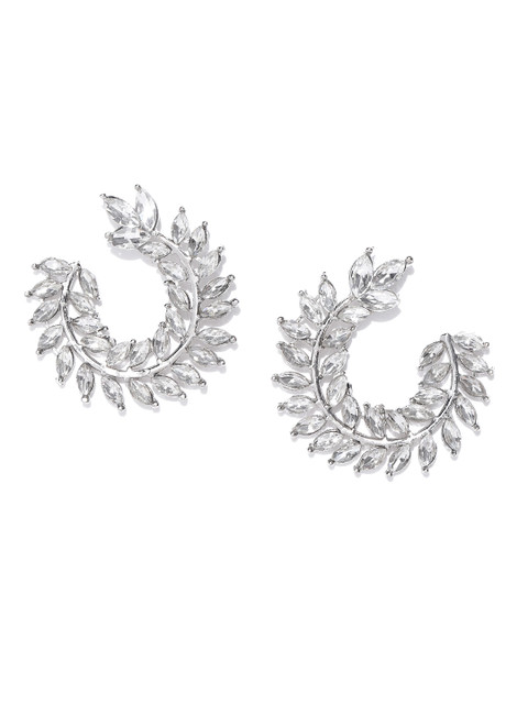 

Crunchy Fashion Silver-Toned Contemporary Drop Earrings