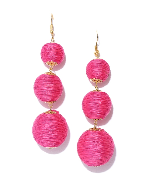 

Crunchy Fashion Pink Spherical Drop Earrings