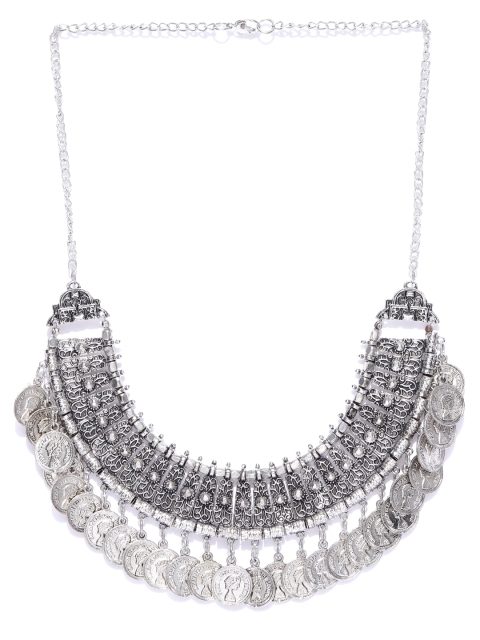 

Crunchy Fashion Oxidised Silver-Toned Afghan Necklace