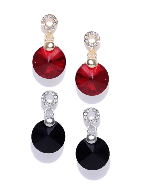 

Crunchy Fashion Set of 2 Circular Drop Earrings, Red