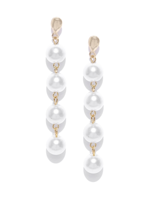 

Crunchy Fashion Off-White & Gold-Toned Spherical Drop Earrings