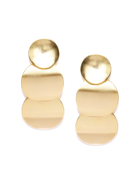 

Crunchy Fashion Gold-Toned Circular Drop Earrings