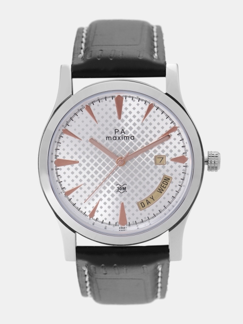 

maxima Men Silver-Toned Analogue Watch O-49661LMGI