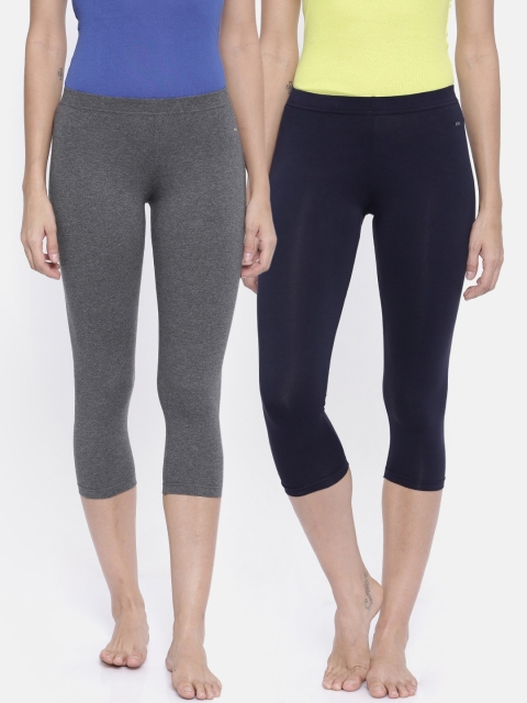 

Bitz Women Pack of 2 Lounge Capris ECP001Com10, Grey