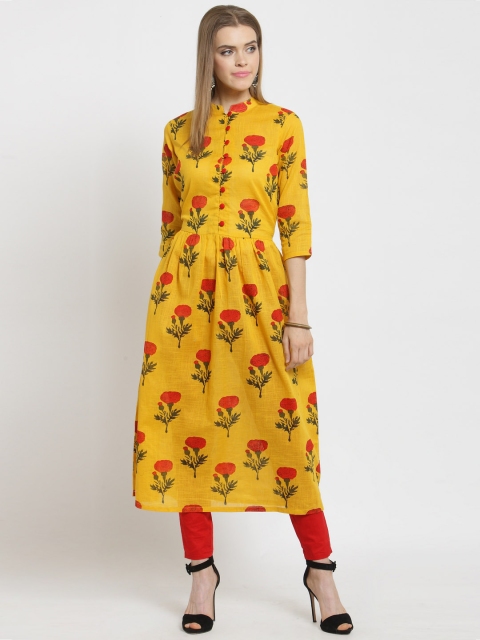 

Jompers Women Yellow Printed Anarkali Kurta
