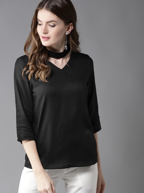 

HERE&NOW Women Black Solid Top