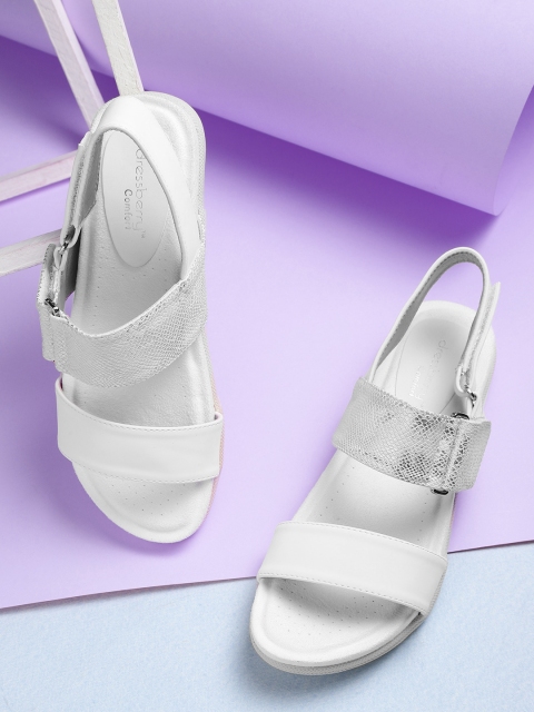

DressBerry Comfort Women White & Silver-Toned Snakeskin Texture Open Toe Flats