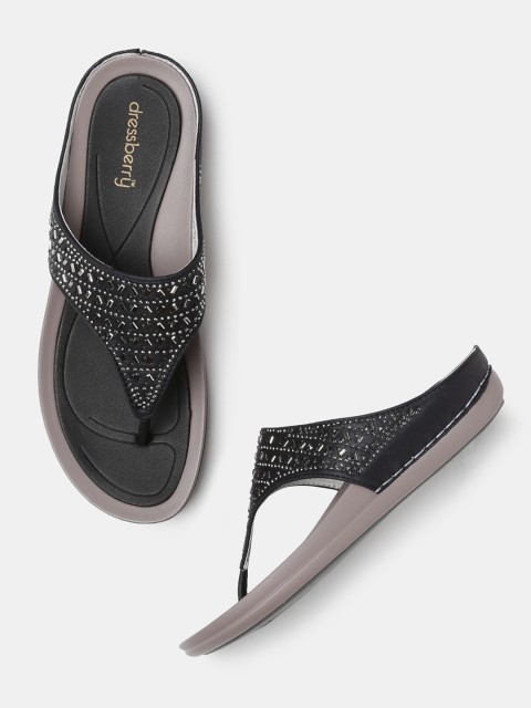 

DressBerry Women Black Embellished Open Toe Flats