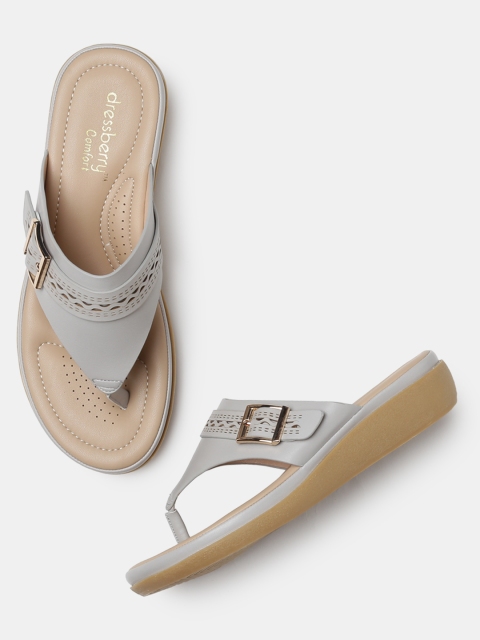 

DressBerry Comfort Women Grey Solid Open Toe Flats