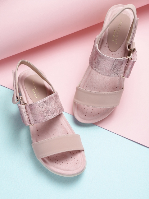 

DressBerry Comfort Women Dusty Pink Snakeskin Texture Open Toe Flats