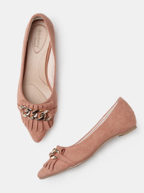 

DressBerry Comfort Women Dusty Pink Solid Ballerinas with Fringed Detail