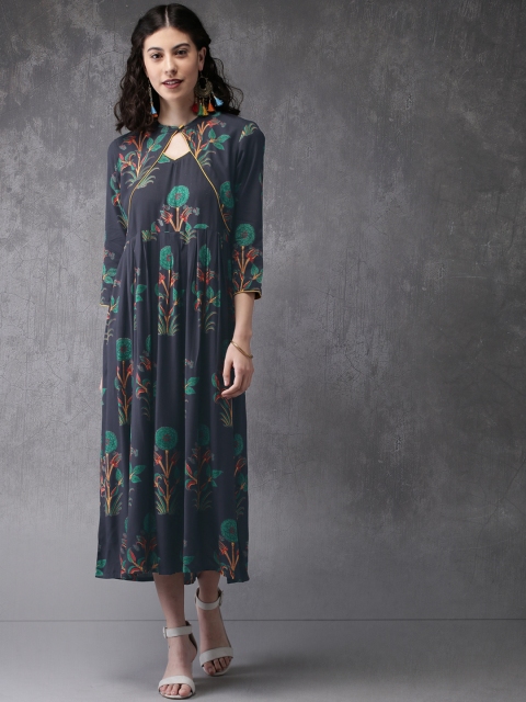 

Anouk Women Navy Blue Printed Anarkali Kurta