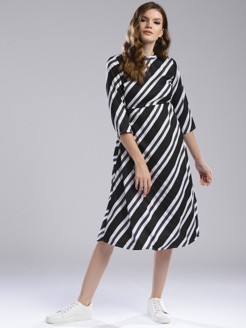

Hubberholme Women Black & White Striped Empire Dress
