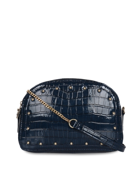 

3 Mad Chicks Navy Blue Textured Sling Bag