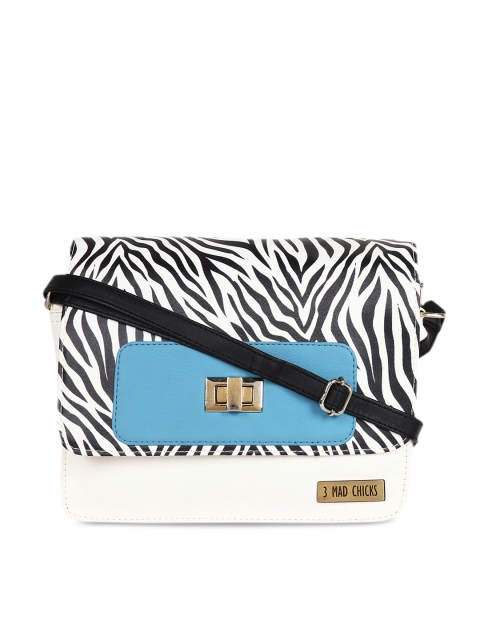 

3 Mad Chicks Black & White Printed Sling Bag