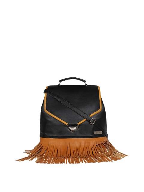 

3 Mad Chicks Black & Brown Solid Shoulder Bag