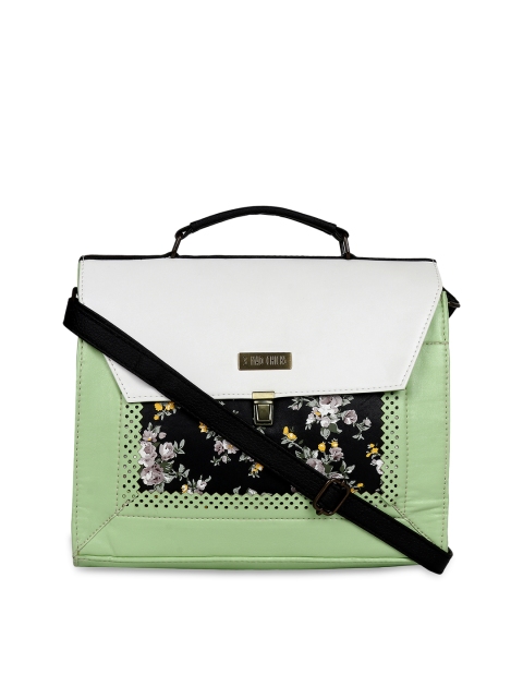 

3 Mad Chicks Green & White Printed Satchel