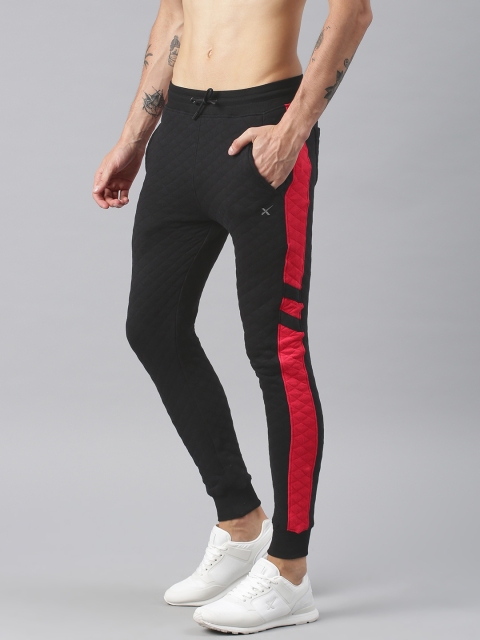 

HRX by Hrithik Roshan Men Black & Red Self Design Athleisure Joggers