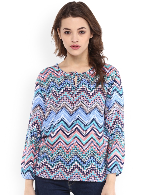 

Mayra Women Blue Printed A-Line Top