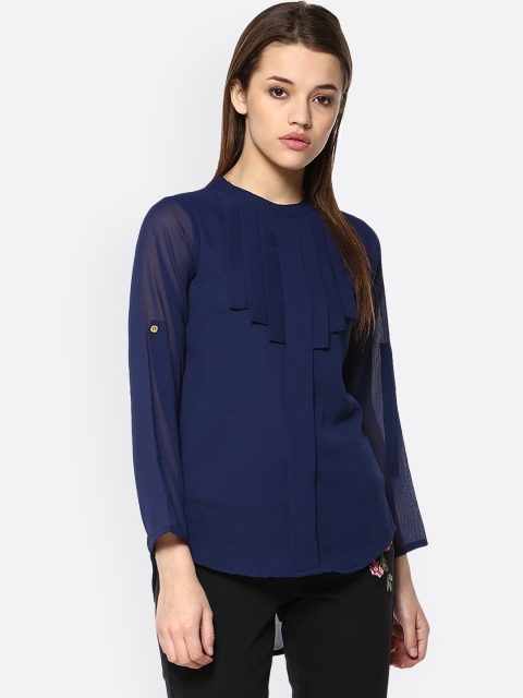 

Mayra Women Blue Solid High-Low Top