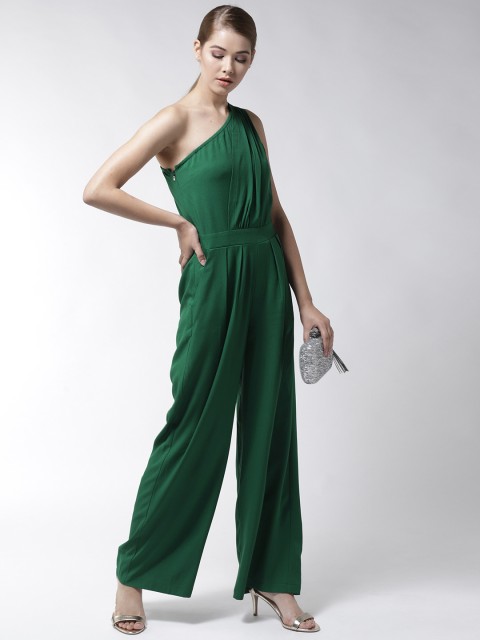 

20Dresses Green Solid One Shoulder Basic Jumpsuit