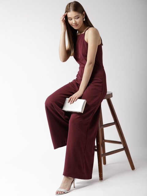 

20Dresses Burgundy Solid Basic Jumpsuit