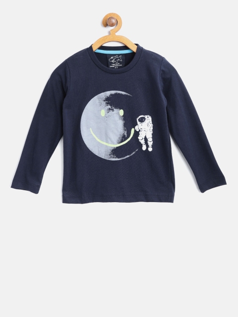 

Lazy Shark Boys Navy Blue Printed Round Neck T-shirt