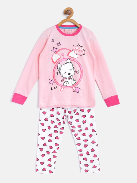 

Lazy Shark Girls Pink & White Printed Night Suit LSNF0022-67